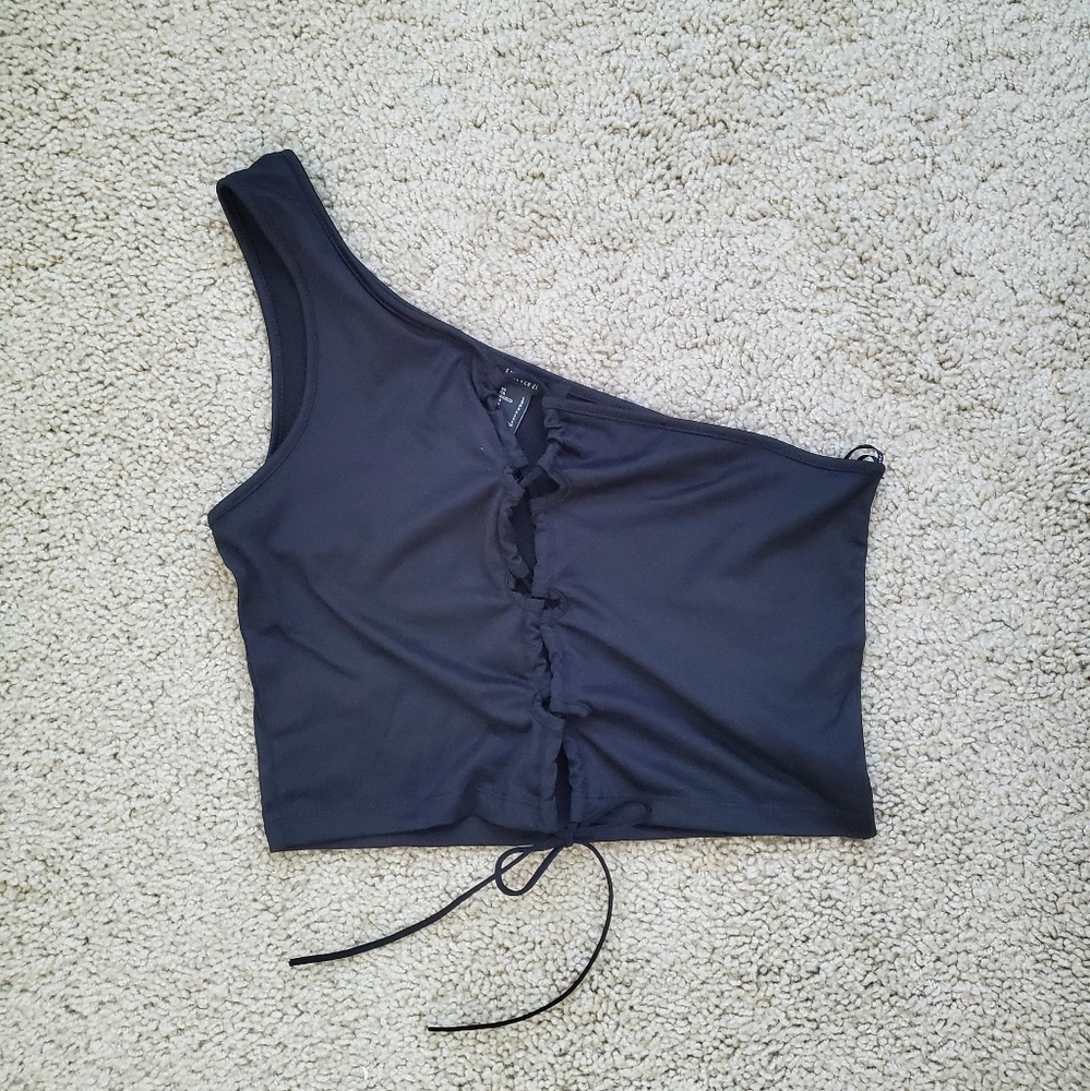 Forever 21 black off the shoulder lace up crop top